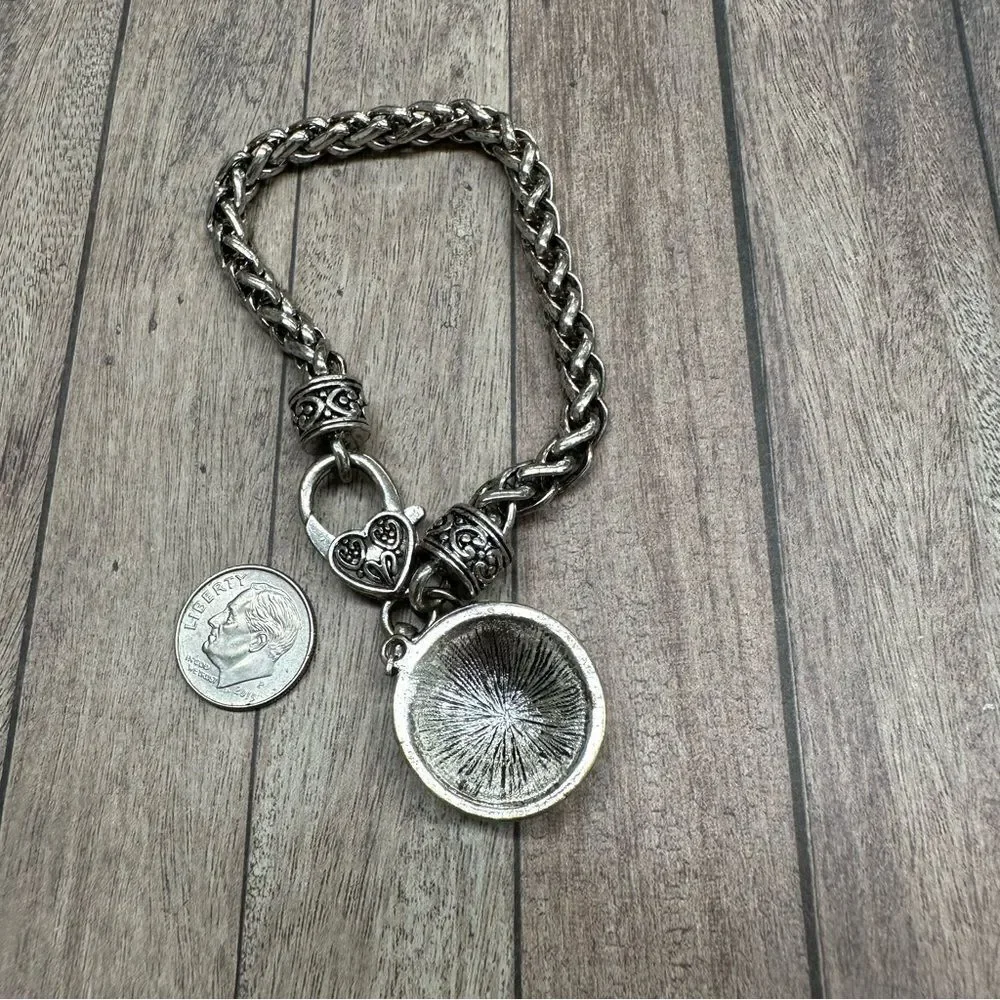Silver Crystal Enamel Soccer Ball Charm Bracelet ‎ B1